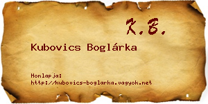 Kubovics Boglárka névjegykártya